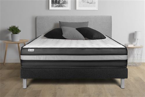 VITALIT Ensemble 160x200 Matelas M&eacute;moire de forme Sommier kit Noir