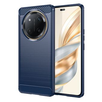 Coque pour Honor Magic 7 Lite 5G - housse etui silicone gel carbone + verre trempe - BLEU FONCE - 1