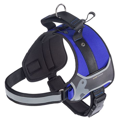 Ferplast Harnais pour Chiens HERCULES XXL, Rembourré, Résistant, Anti-griffures, Visible dans l'Obscurité, avec Poignée Bleu