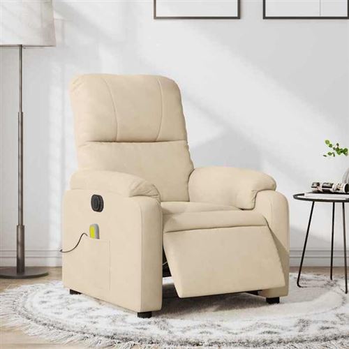 vidaXL - Fauteuil de relaxation - Électrique - Massage - Crème - Image 2