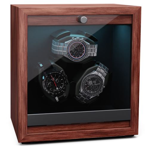 Klarstein Brienz 3 remontoir de montre 3 montres 4 modes aspect bois éclairage Marron