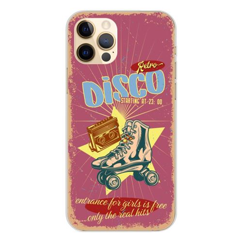 Coque en silicone imprimée compatible Apple iPhone 12 Pro Retro disco