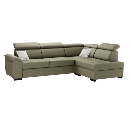 KYLIAN Canape dangle reversible convertible + coffre de rangement - Tissu Beige - L 258 x P 187 x H 77/89 cm