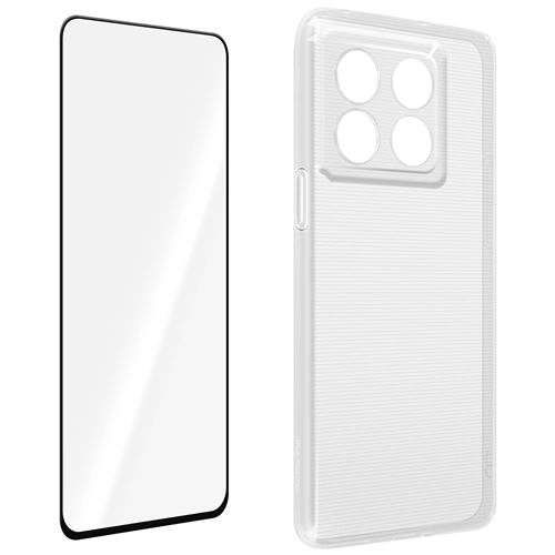 Coque pour Oneplus 10T Silicone Souple et Film Verre Trempé 9H Avizar transparent contour noir