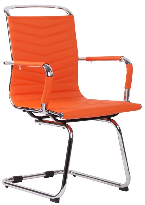 Chaise de visiteur Burnley en Similicuir ou Véritable Cuir , Orange/Similicuir