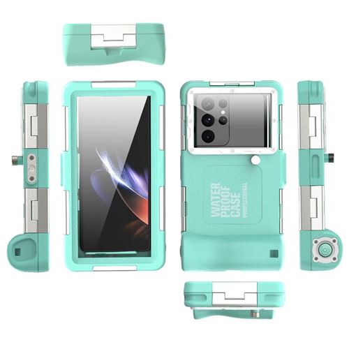 Étui Pour Samsung S24 S23 Ultra/iPhone15/14 Pro MAX Photographie Universelle D étui De Plongée Coque Submersible Compatibilité Large FOXDOCK Blanc