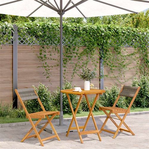Non Communiqué Gris Vidaxl Ensemble De Bistro 3 Pcs Polypropylène Et Bois Massif, Ensemble De Bistro De Jardin, Ensemble De Balcon, 3281842