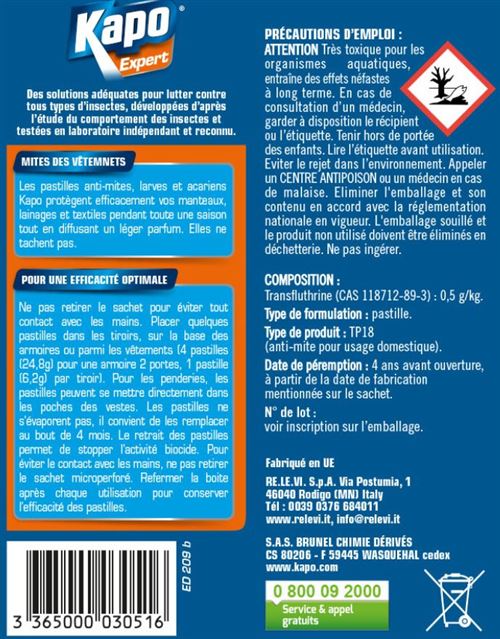 Boîte insecticide pour mites et larves KAPO, 20 pastilles