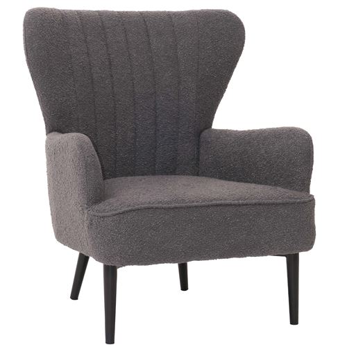 Mendler Gris Fauteuil Lounge Hwc-K37 Bouclé (600G/M²) Oeko-Tex Foncé - Image 3