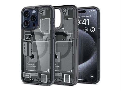 Spigen Ultra Hybrid MagFit - Zero One - coque de protection pour téléphone portable - compatibilité avec MagSafe - polycarbonate, polyuréthanne thermoplastique (TPU) - noir - pour Apple iPhone 15 Pro
