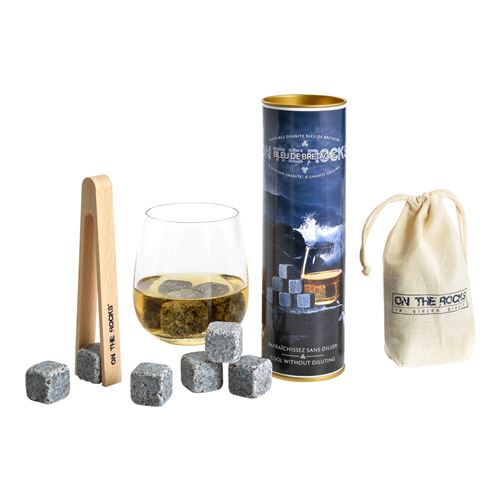 Coffret de 6 glaçons en granit bleu de Bretagne - On The Rocks - Bleu - Pierre