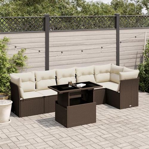 VIDAXL - Salon de Jardin Modulable - Rotin - Marron - 7 Pièces - 62 x 62 x 69 cm - Image 2