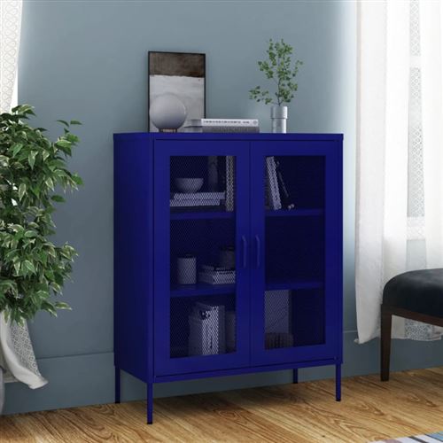 Non Communiqué Bleu Marine Armoire De Rangement 80X35x101,5 Cm Acier