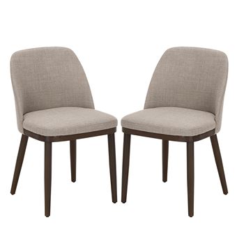 COLAMY Lot de 2 Chaises de Salle à Manger – Chaises Design Confortables en Tissu avec Pieds en Bois Massif, Idéales pour Salon, Cuisine ou Salle à Manger, Marron - 1