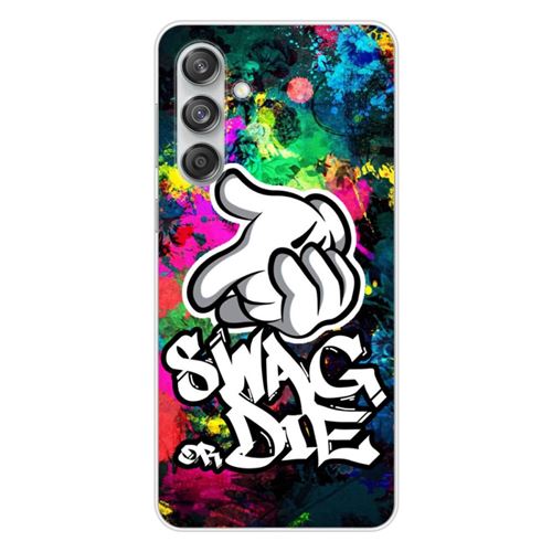 Coque en silicone imprimée compatible Samsung Galaxy M55 5G Swag or die