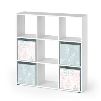 Vicco Meuble De Rangement Cube Blanc 72.6x72cm Avec 2 Boxes Pliants