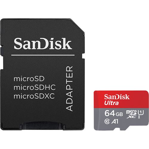 SanDisk Ultra - Carte mémoire flash (adaptateur microSDXC vers SD inclus(e)) - 64 Go - A1 / UHS-I U1 / Class10 - microSDXC UHS-I