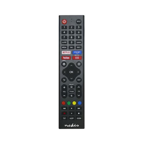 Télécommande de Remplacement Préprogrammée pour TV Hi-Sense avec Streaming Nedis Noir