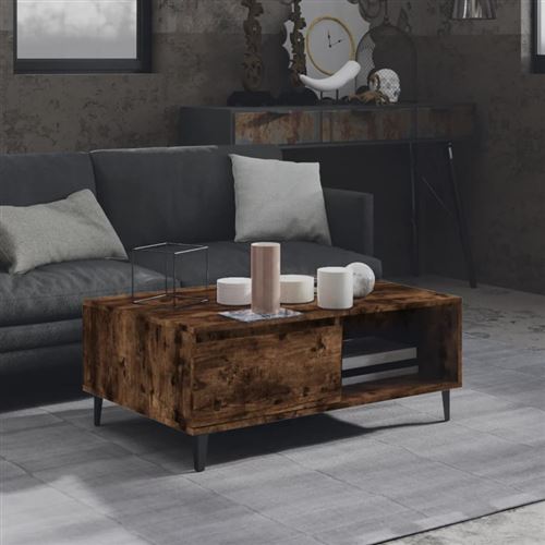 Vidaxl Table Basse Chêne Fumé 90X60x35 Cm Bois D Ingénierie - Image 3