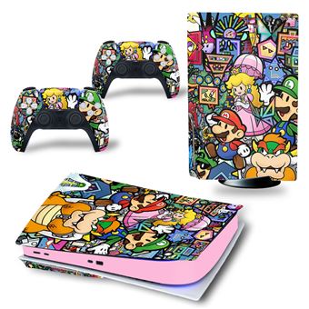 Autocollants PS5 Mario - Déco Console Manette, Multicolore, Neuf