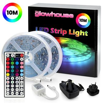Ruban Led 10M, Bande Led 5050 RGB, Led Ruban Lumineuse Flexible Multicolore  avec Télécommande 40 Touches，