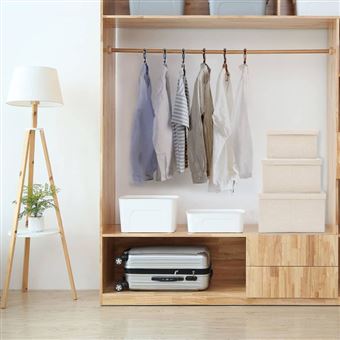 Boîtes de rangement empilables 3 pcs Tissu Crème - 1