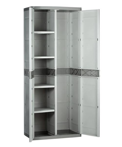 Armoire extérieure ou intérieure, polypropylène mobile à 3 portes à 2  portes, 100% Made in Italy, 70x39h172 cm, couleur gris clair