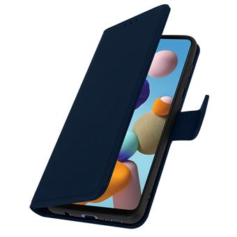 Étui pour Samsung Galaxy A21s Clapet Portefeuille Support Vidéo Bleu Nuit - 1