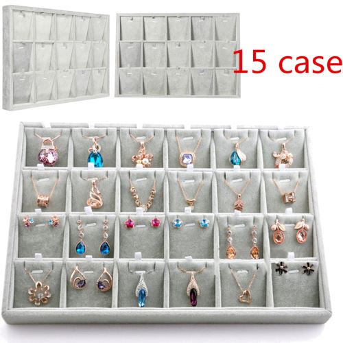 15grid velours collier bracelet bijoux affichage boîte de rangement cas