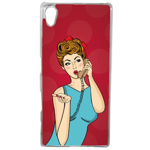 Coque Pin Up Fond Rouge Compatible Sony Xperia Z5 Transparent