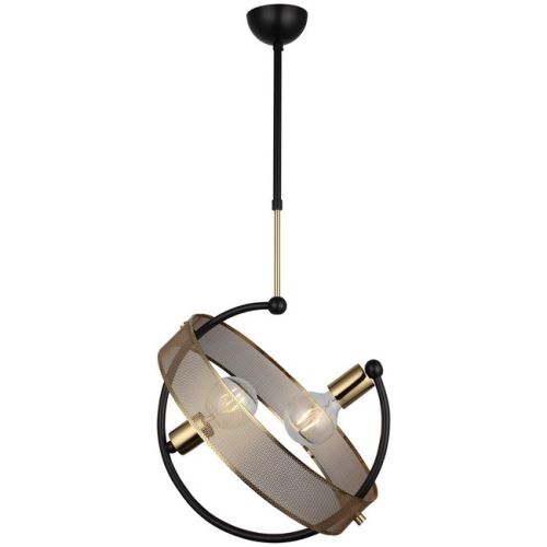 HOMEMANIA Lampe à Suspension Nela - Lustre - Lustre de plafond - Or, noir en Métal, 37,5 x 37,5 x 97 cm, 2 x E27, 40W