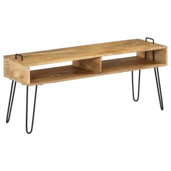 Kkmoon Meuble Tv Banc Tv De Salon Bois De Manguier Massif De Style Industriel 110 X 35 X 45 Cm Achat Prix Fnac