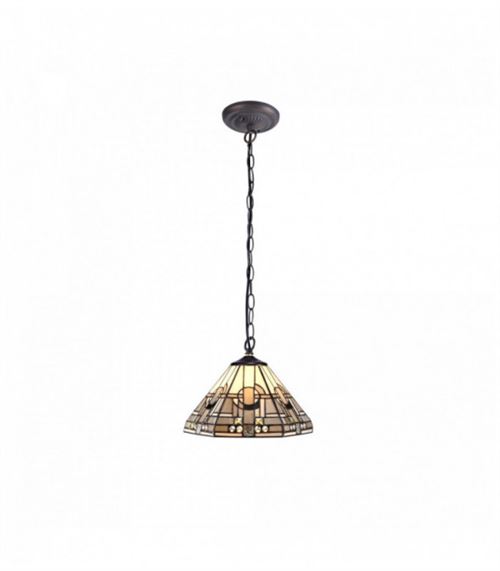 Suspension Tiffany Cindy 1 Ampoule Gris/Blanc