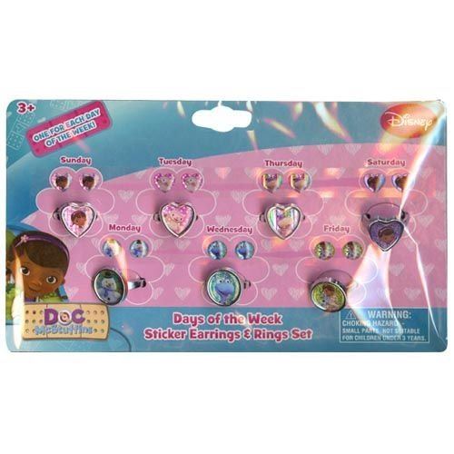 Doc McStuffins Days of the Week Earring and Ring Set
