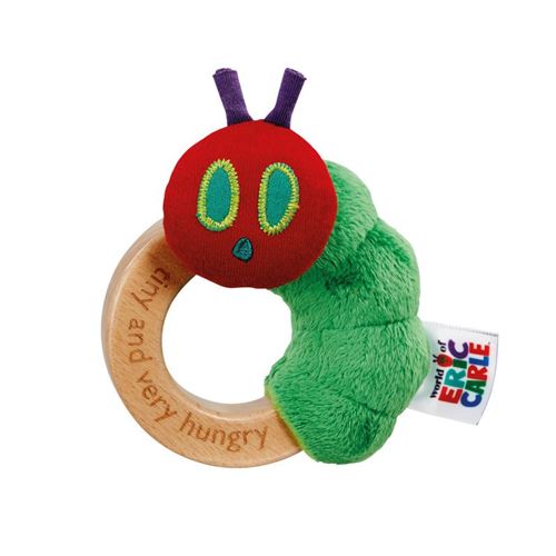 Hochet bois et peluche La Chenille qui fait des Trous