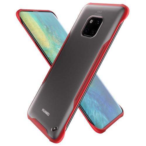 Coque en silicone sans bord avec béquille anneau rouge pour votre Huawei Mate 20 Pro