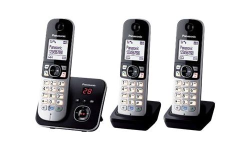 Panasonic KX-TG6823 - Snoerloze telefoon - antwoordsysteem met nummerherkenning - DECTGAP - zwart + 2 extra handsets
