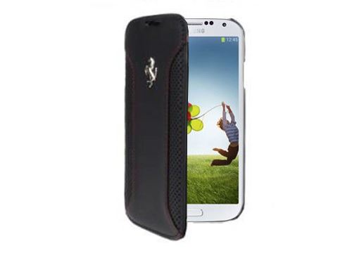 Etui Ferrari collection F12 cuir noir rabat latéral Samsung Galaxy S4 FEF12FLBKS4BL