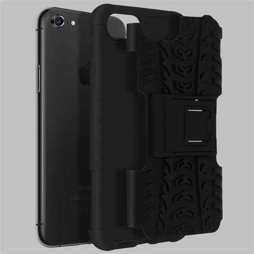 Avizar Coque pour iPhone SE 2020 / 8 / 7 Protection Semi-rigide Béquille Support Noir