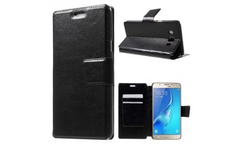 Etui type portefeuille noir pour Galaxy J7-2016 rabat latéral articulé fonction stand