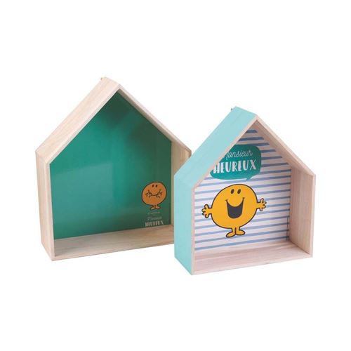 Monsieur Madame - Etagères en bois maison Monsieur Madame (Lot de 2) vert