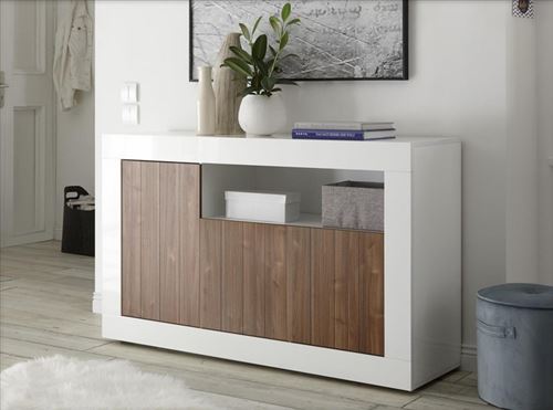 Buffet SAMANTHA 3 portes et une niche 138x86 cm noyer