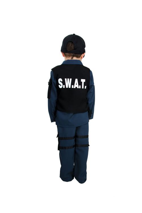 Costume Enfant Agent Swat - Gris Bleuté / Noir - 128 cm - Déguisement enfant  - Achat & prix