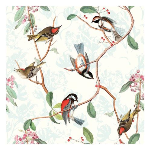 20 serviettes oiseau chantant 33 cm