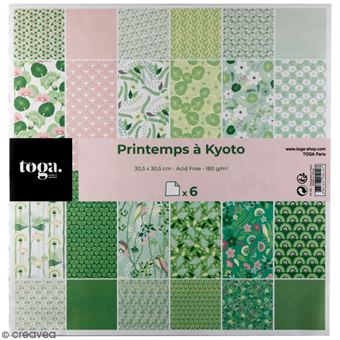 Papier scrapbooking Toga 30,5 x 30,5 cm - Kyoto - Effet tissé - 6 feuilles