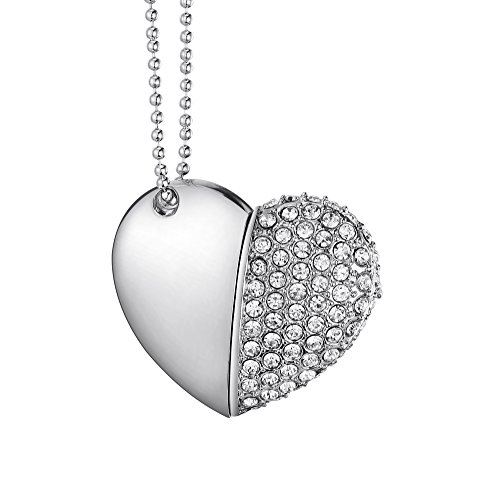 Leaders cristal Collier Coeur Clé USB 16 Go Fantaisie Pendrive USB 2.0 Flash Drive Originale de Données Stockage Mémoire Stick Pendr