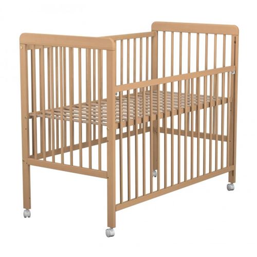 Lit bébé coulissant à roulettes hêtre massif naturel 60x120