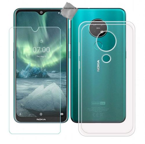 Housse etui coque pochette silicone gel fine pour Nokia 6.2 avec verre trempe - BLANC TRANSPARENT