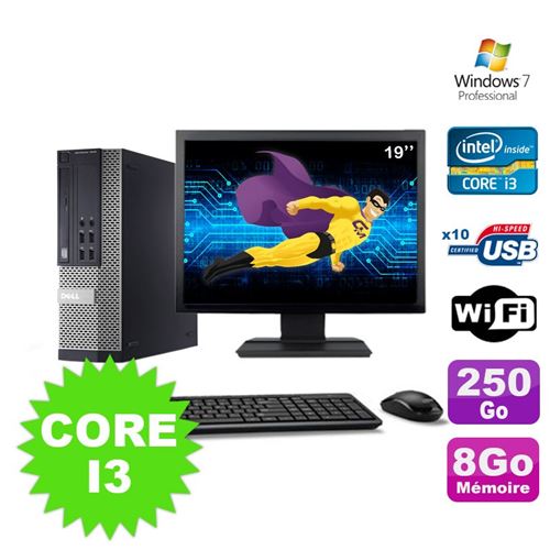 Pc dell optiplex 990 sff i3-2120 3.3ghz 8go 250go dvd wifi w7 ecran 19' État correct - Dell reconditionné disponible sur Fnac