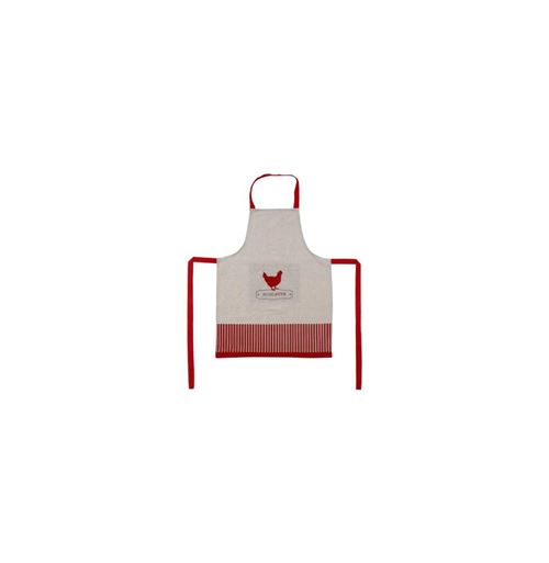 Tablier de cuisine Poulette - L 60 x l 80 cm - Gris et rouge